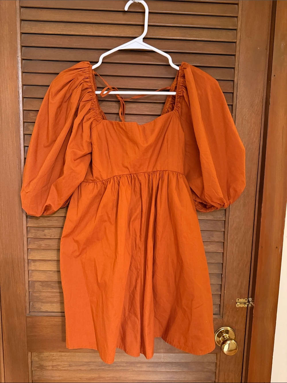 Abercrombie & Fitch Rust Orange Puff-Sleeve Romper